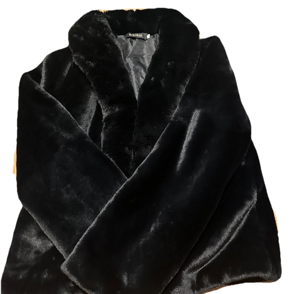 Aixirui Faux Fur Coat Black Womans Medium Pre-owned